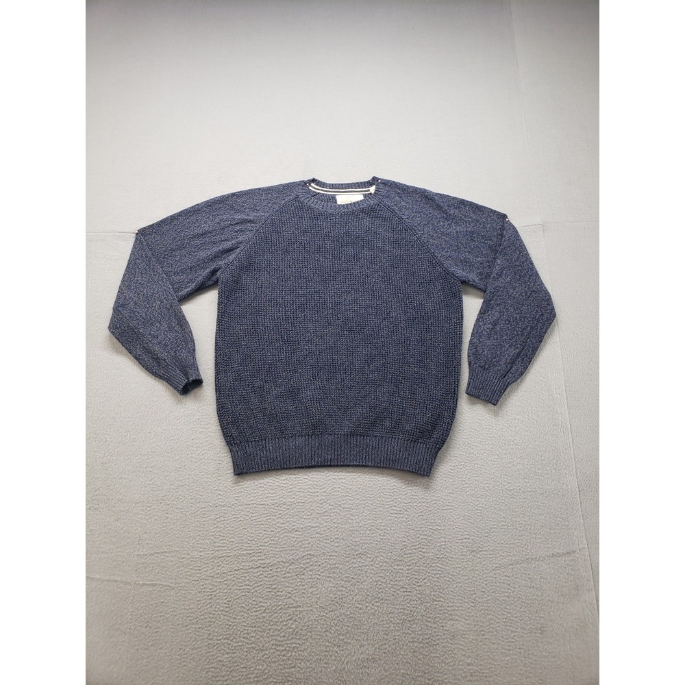 Weatherproof Men Sweater L Blue Heather 100% Cotton Long Sleeve Crew Neck Jumper